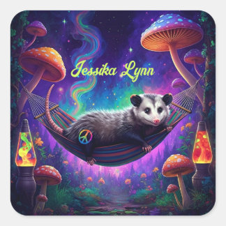 Adesivo Quadrado Psicodélica Trippy Hippie Ogambm Personalizado