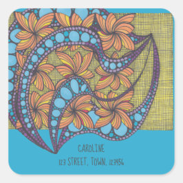 Adesivo Quadrado Psicodélico, ranzinza, psicodélico, azul, seu nome