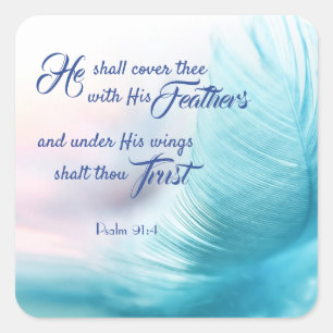 Adesivo Quadrado Pslam 91:4 Kings James Square Stickers