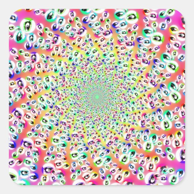Adesivo Quadrado Psychedelic Rainbow Eyes Mandala (Frente)