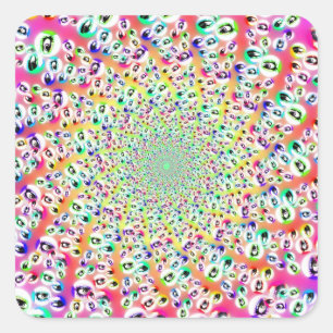 Adesivo Quadrado Psychedelic Rainbow Eyes Mandala