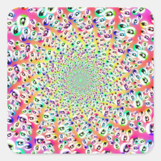 Adesivo Quadrado Psychedelic Rainbow Eyes Mandala
