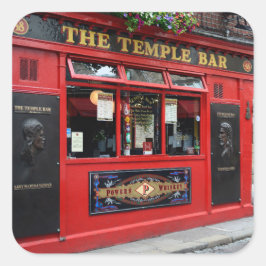 Adesivo Quadrado Pub de Bar do Templo Vermelho em Dublin