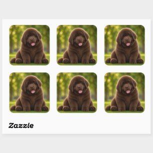 Adesivo Quadrado Pudgy Puppy Brown newfie