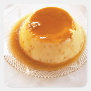 Adesivo Quadrado Pudim de creme caramel com caramelo