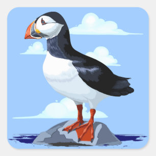 Adesivo Quadrado Puffin Cute Atlantic Seabird