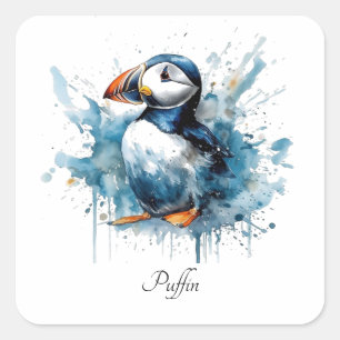 Adesivo Quadrado Puffin Splash, personalizado