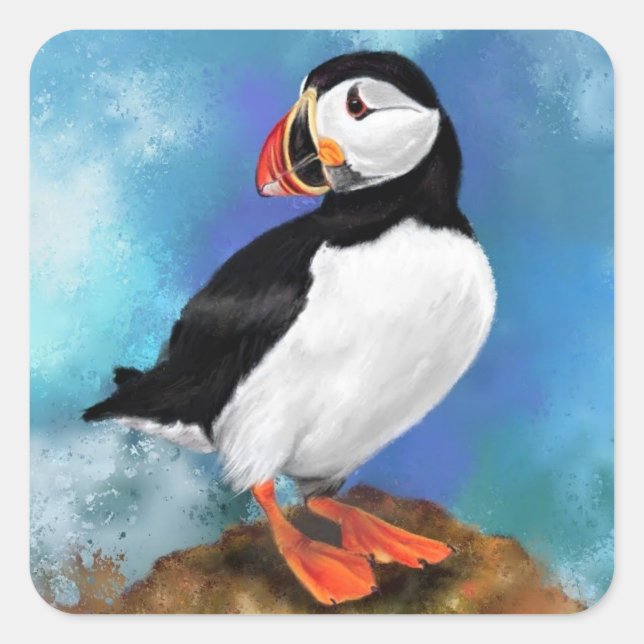 Adesivo Quadrado Puffin Sticker (Frente)