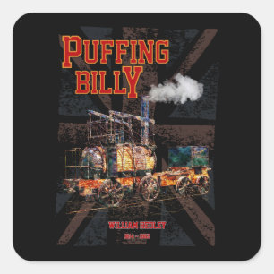 Adesivo Quadrado Puffing Billy Steam Train Locomotive Inglês