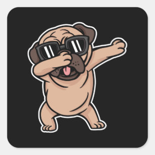 Adesivo Quadrado Pug Dabbing