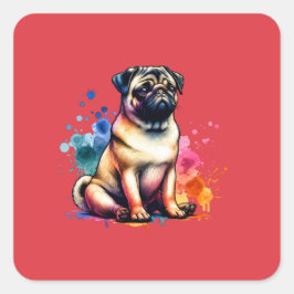 Adesivo Quadrado Pug Dog
