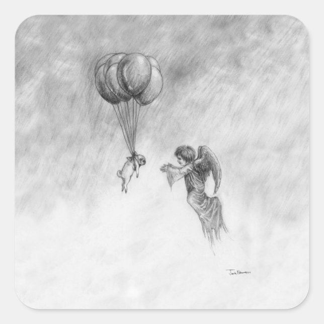 Adesivo Quadrado Pug e Angel (Frente)