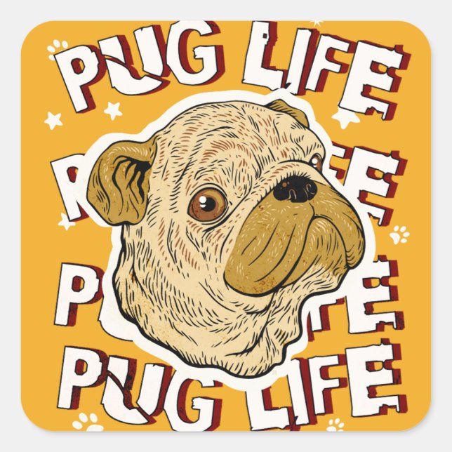 Adesivo Quadrado Pug Life Animal og (Frente)