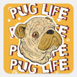 Adesivo Quadrado Pug Life Animal og
