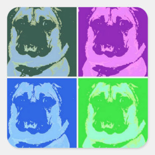 Adesivo Quadrado Pug Pop Art