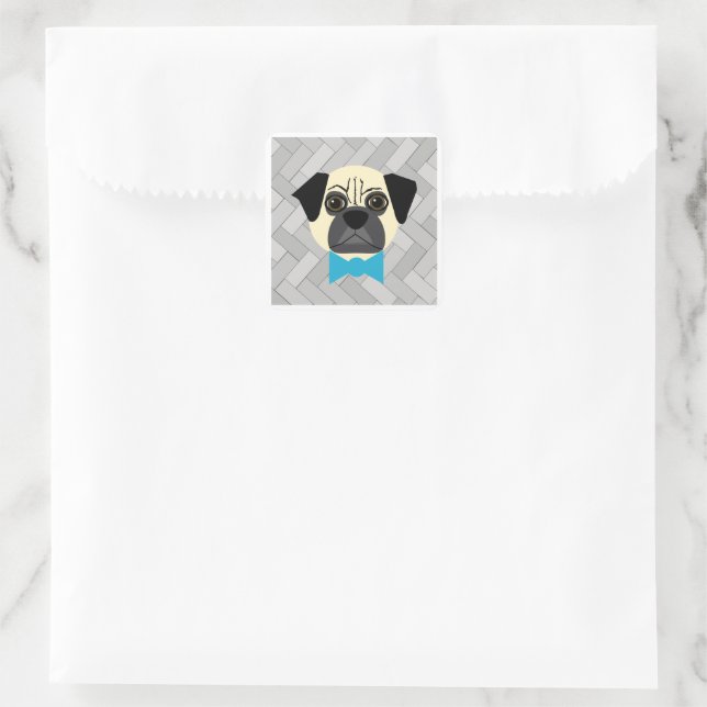Adesivo Quadrado Pug Sticker (Bolsa)