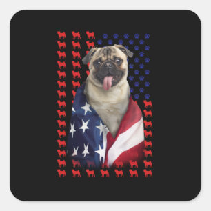 Adesivo Quadrado Puggy USA American Flag
