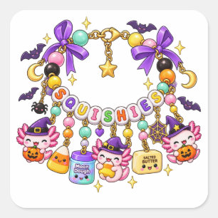 Adesivo Quadrado Pulseira de Contas Espalmáveis Halloween Lua Massa