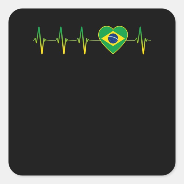 Adesivo Quadrado Pulso Brasileiro Adoro Orgulho Cardíaco Bandeira d