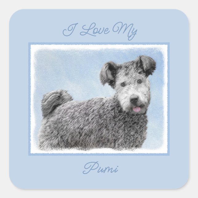 Adesivo Quadrado Pumi Painting - Pau de Arte Original Cute (Frente)