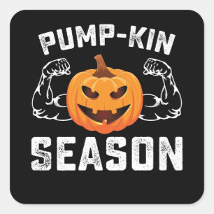 Adesivo Quadrado Pump Kin Season Pumpkin Gym Workout Malhação