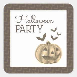 Adesivo Quadrado Pumpkin & Bats, Festa de Halloween
