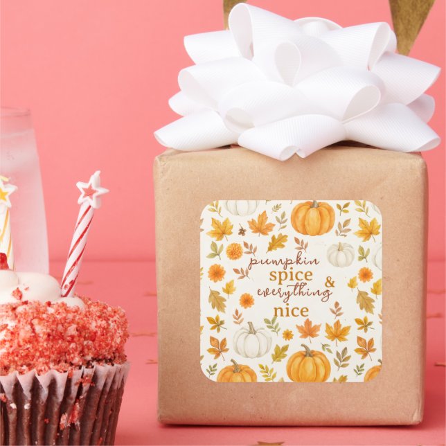 Adesivo Quadrado Pumpkin Bonito | Ação de Graças (Festa)