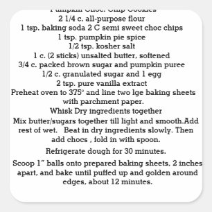 Adesivo Quadrado Pumpkin Chocolate Chip Cookies Stickers