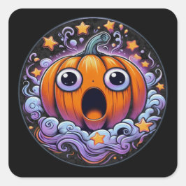 Adesivo Quadrado Pumpkin Clássico nº 3 do Halloween Pumpkin Sticker
