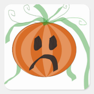 Adesivo Quadrado Pumpkin Cute Jack-O-Lanterna Triste