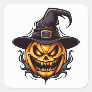 Adesivo Quadrado Pumpkin de Halloween