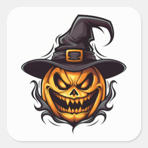 Adesivo Quadrado Pumpkin de Halloween