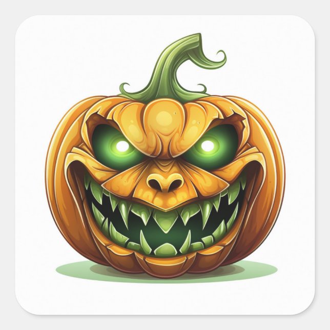 Adesivo Quadrado Pumpkin de Halloween (Frente)