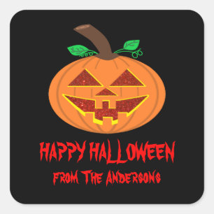 Adesivo Quadrado Pumpkin De Olhos Vermelhos