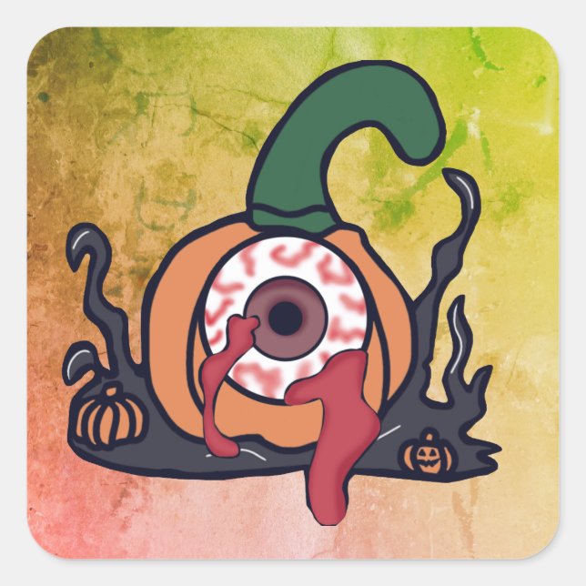 Adesivo Quadrado Pumpkin de Spooky (Frente)