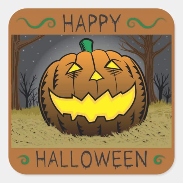 Adesivo Quadrado Pumpkin do Halloween no Hay (Frente)