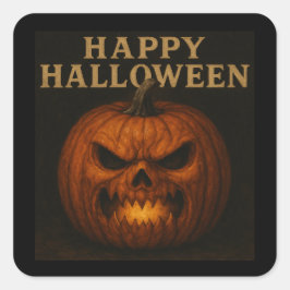 Adesivo Quadrado Pumpkin furioso e feliz palito de Halloween