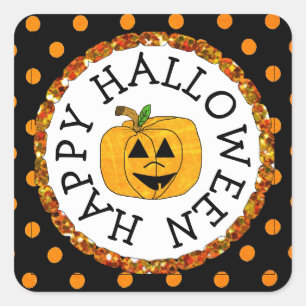 Adesivo Quadrado Pumpkin Happy Halloween Stickers