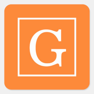 Adesivo Quadrado Pumpkin Laranja Branco Moldado Monograma Inicial