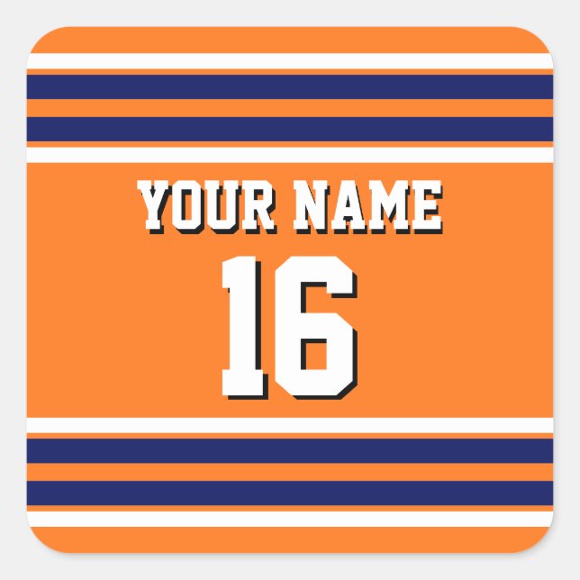 Adesivo Quadrado Pumpkin Laranja com Marinho White Stripes Team Jer (Frente)
