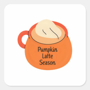 Adesivo Quadrado Pumpkin Latte Season - Cozy Fall Coffee Art