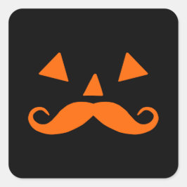 Adesivo Quadrado Pumpkin Mustache Halloween