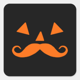 Adesivo Quadrado Pumpkin Mustache Halloween