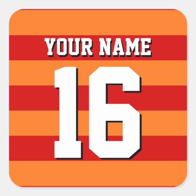 Adesivo Quadrado Pumpkin Orange Team Jersey Preppy Stripe (Frente)