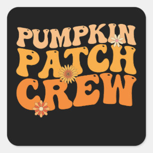 Adesivo Quadrado Pumpkin Patch Crew Retro Groovall outono
