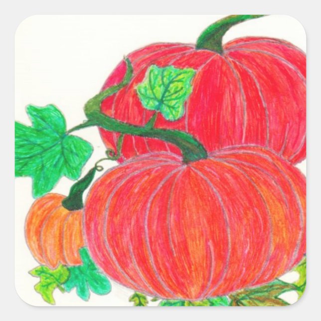 Adesivo Quadrado Pumpkin Patch Stickers (Frente)
