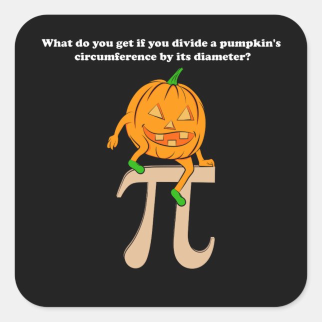 Adesivo Quadrado Pumpkin Pi Math Halloween (Frente)