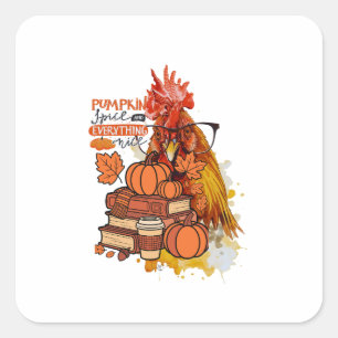 Adesivo Quadrado Pumpkin Spice e tudo o que é legal Fall Chicken Vi