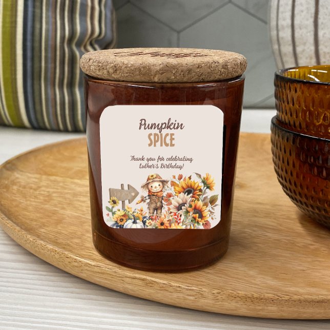 Adesivo Quadrado Pumpkin Spice Queda Favor de Aniversário (Criador carregado)