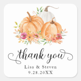 Adesivo Quadrado Pumpkins Agradeço-Lhes Os Pinheiros De Casamento